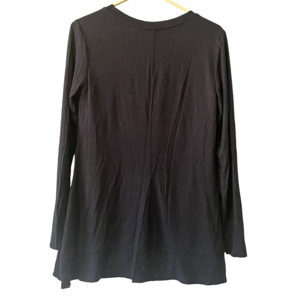 Lysse Top Womens‎ Size Small Black Scoop Neck Drape Long Sleeve Pullover Tunic - Picture 2 of 11